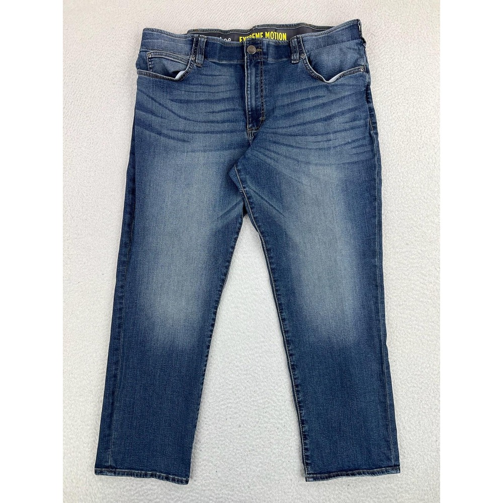 Lee Extreme Motion Jeans Mens 40x30 Blue Straight Tapered Stretch Denim Med Wash